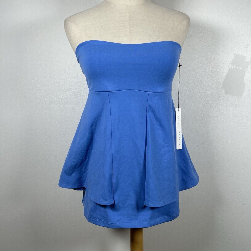 Susana Monaco Cobalt Strapless Flared Midi Dress